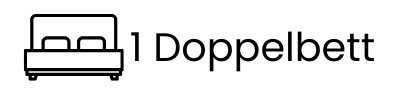 Doppelbett-Symbol mit der Aufschrift „1 Doppelbett“