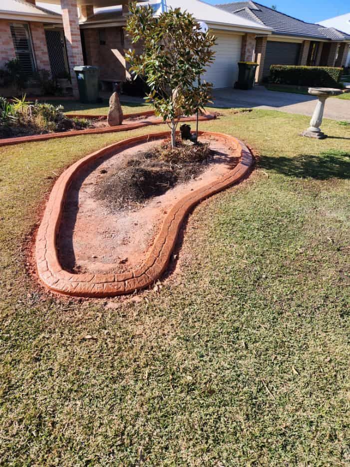 A Small Tree Planted With Red Brick Edging — Brett's Continuous Garden Edges In Laurieton, NSW