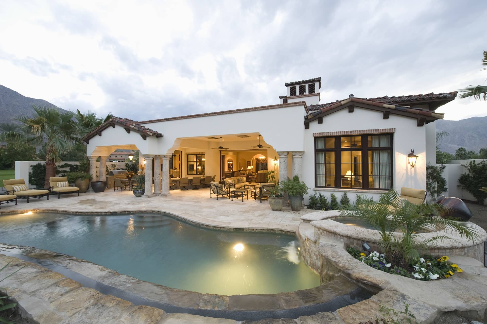 Exterior of home with pool