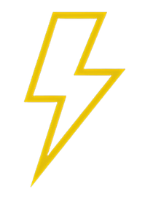 A yellow lightning bolt on a white background.