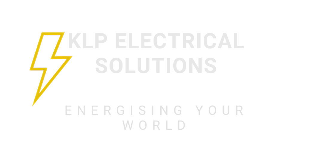 A klp electrical solutions logo with a lightning bolt on a white background.