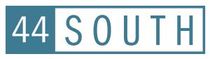 Blue-and-white sign reading &ldquo;44 SOUTH&rdquo; in a rectangular border.