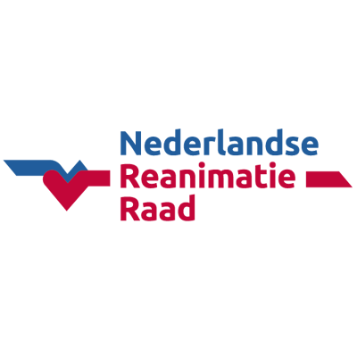 Nederlandse Reanimatie Raad logo in blue and red on a white background