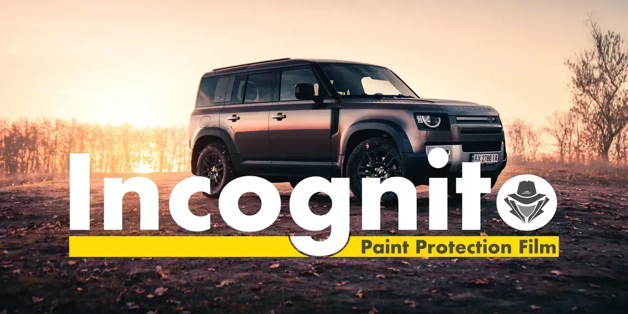Dark SUV on a field with