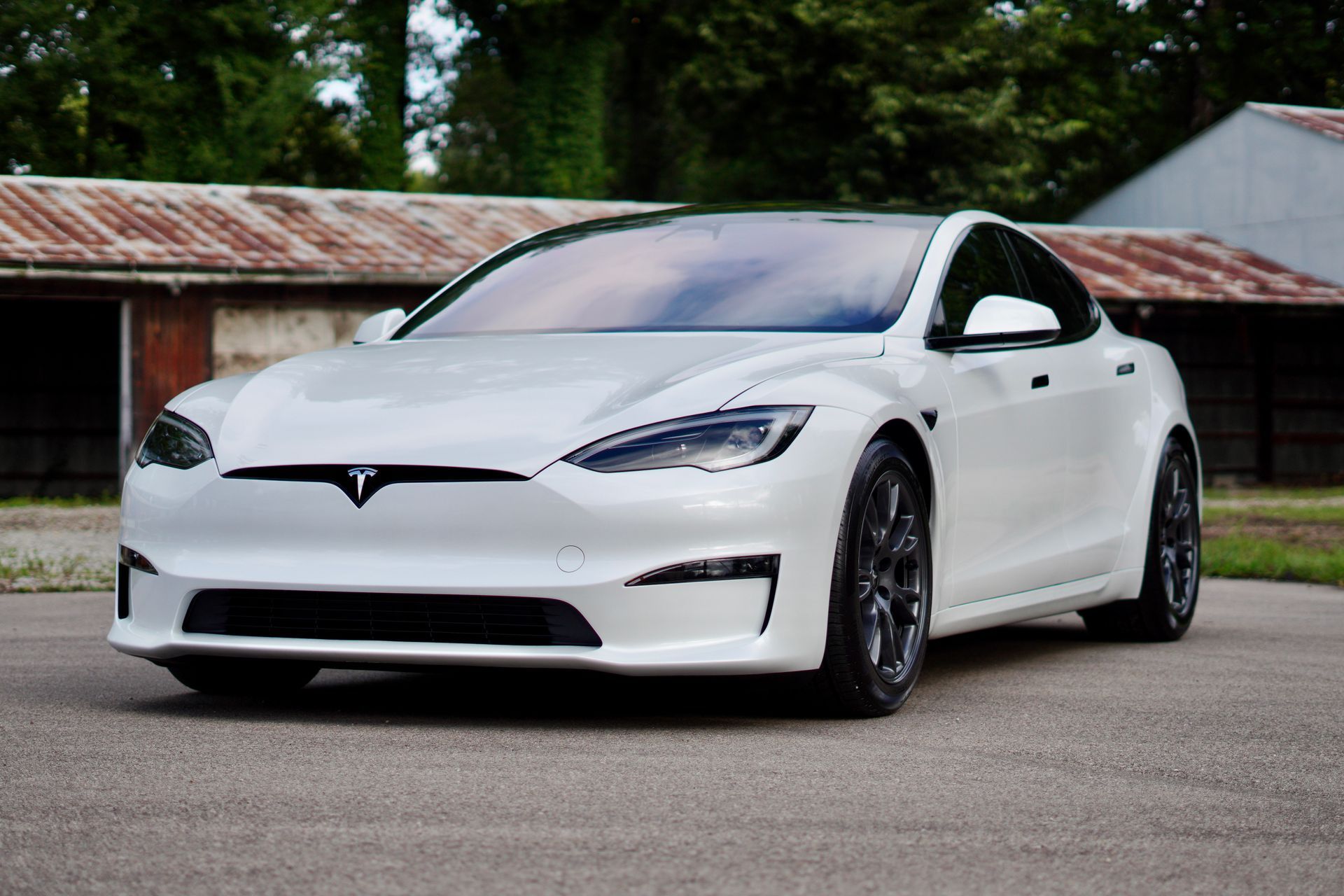Tesla PPF White Model S Side Shot