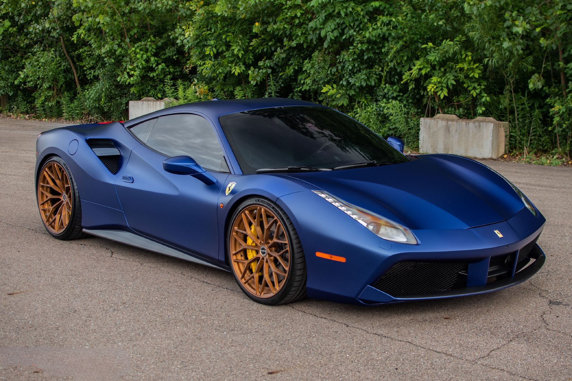 Vinyl Wrap Ferrari 488-Matte Violacious Blue