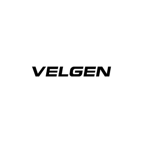 A black and white logo for velgen on a white background.