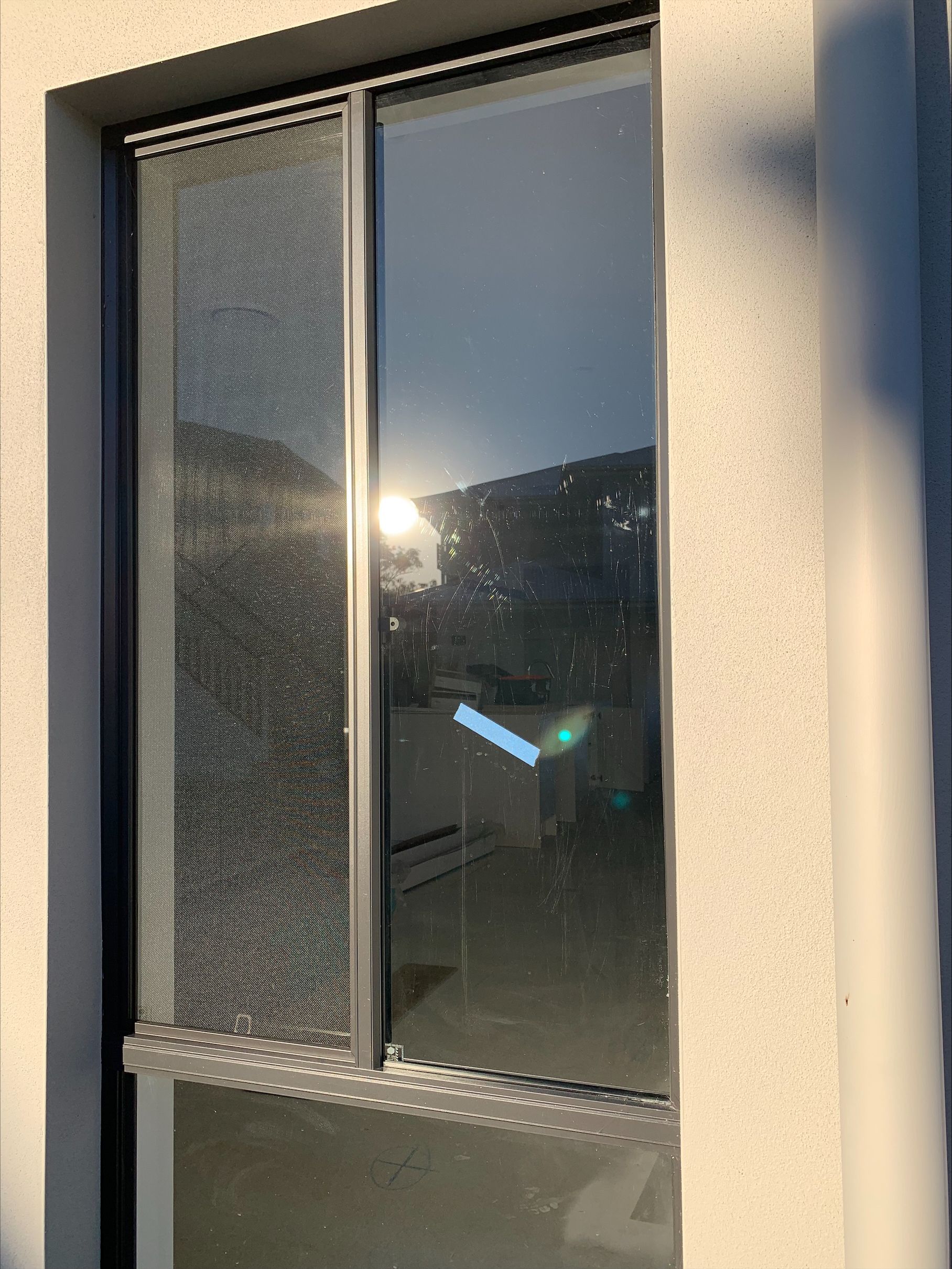 window panel with tape