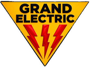 Grand Electric logo in a yellow triangle with red lightning bolts