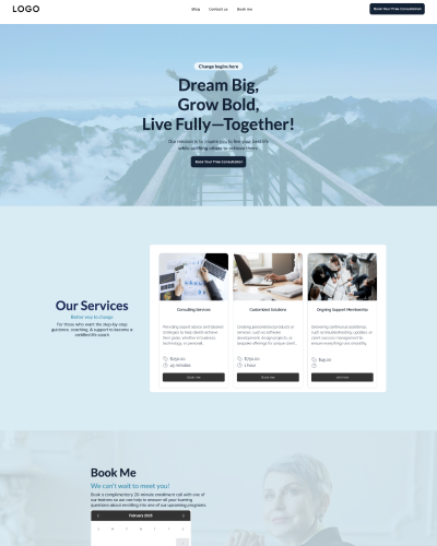 A screenshot of a website that says book like a boss
