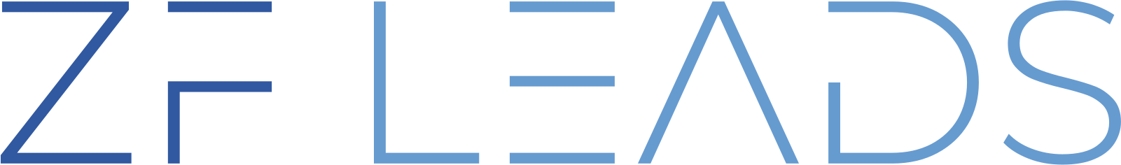 ZF LEADS logo in a gradient blue color scheme.