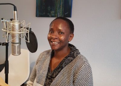 Odilia giving interview.