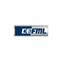 Un logo horizontal avec un rectangle bleu foncé à gauche et un rectangle argenté à droite, portant le texte « CEFML ».