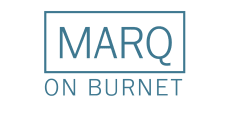 MARQ on Burnet logo in blue with a box outline on a white background