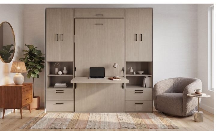 Showroom MOBILIFLEX con cama abatible y mobiliario modular