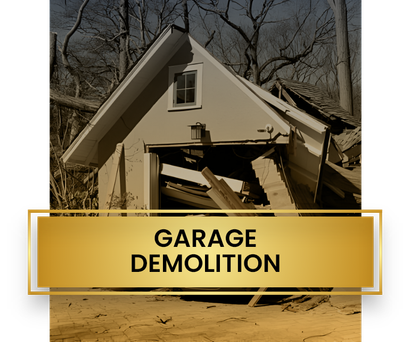 A picture of a garage that is being demolished.