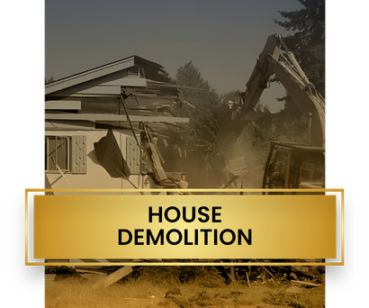 A house is being demolished by a bulldozer.
