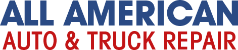 ALL AMERICAN Auto & Truck Repair logo in blue and red text on a white background