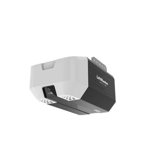 Ceiling-mounted gray and black projector on a white background