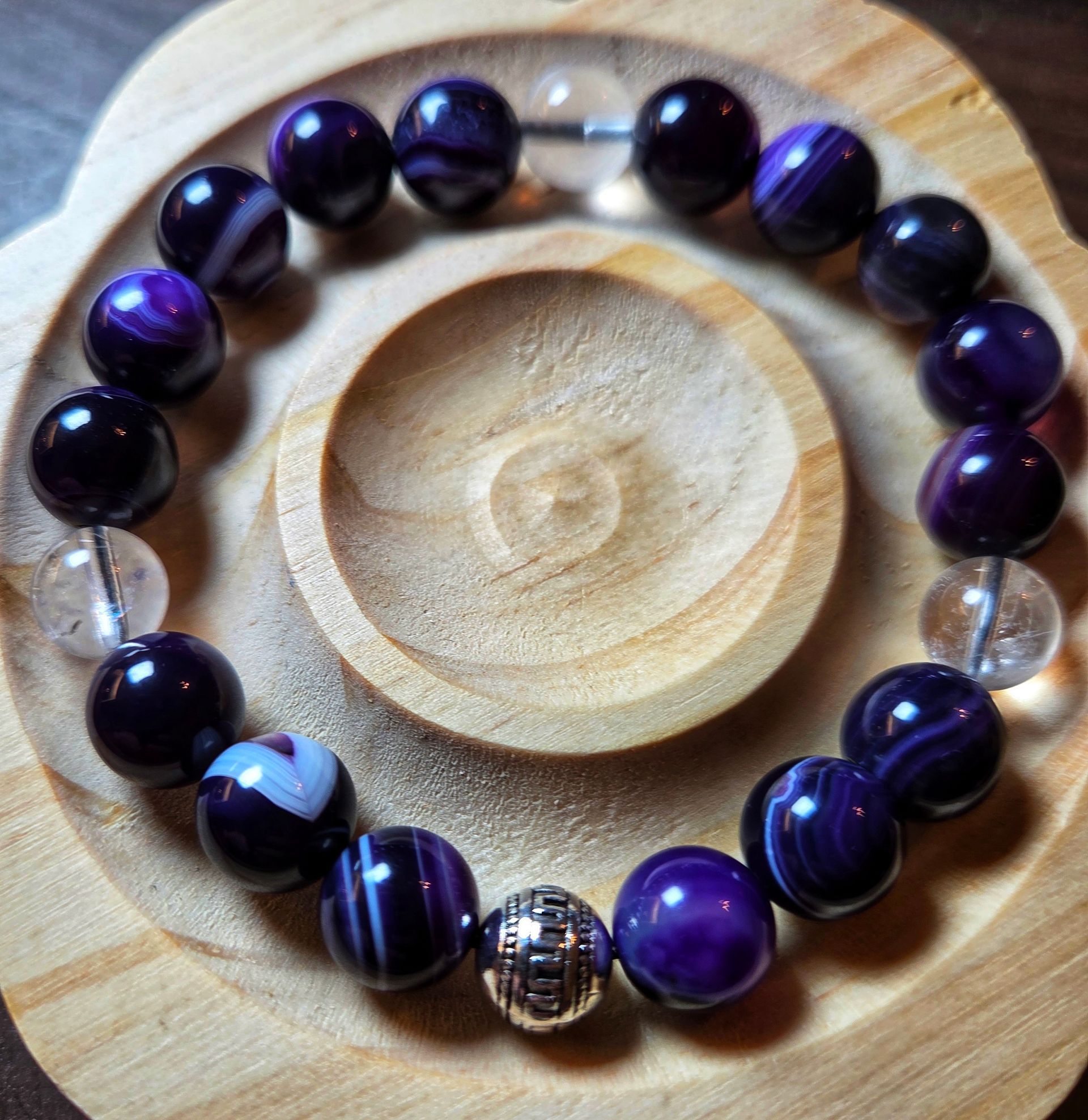 Purple Stripe Agate with Clear Quartz