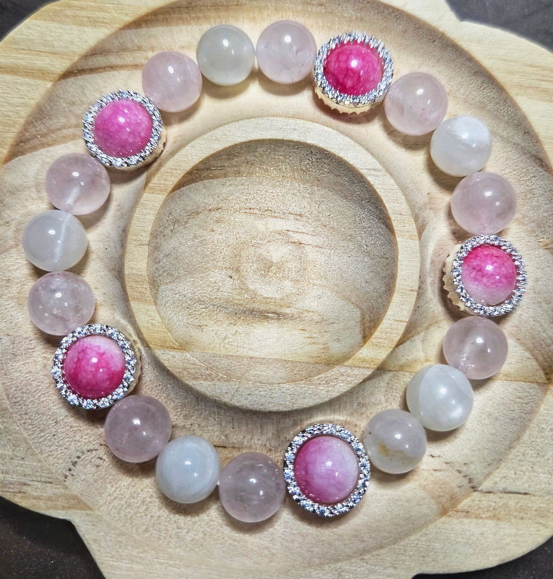 Cherry Blossom Jade with Rose Quartz