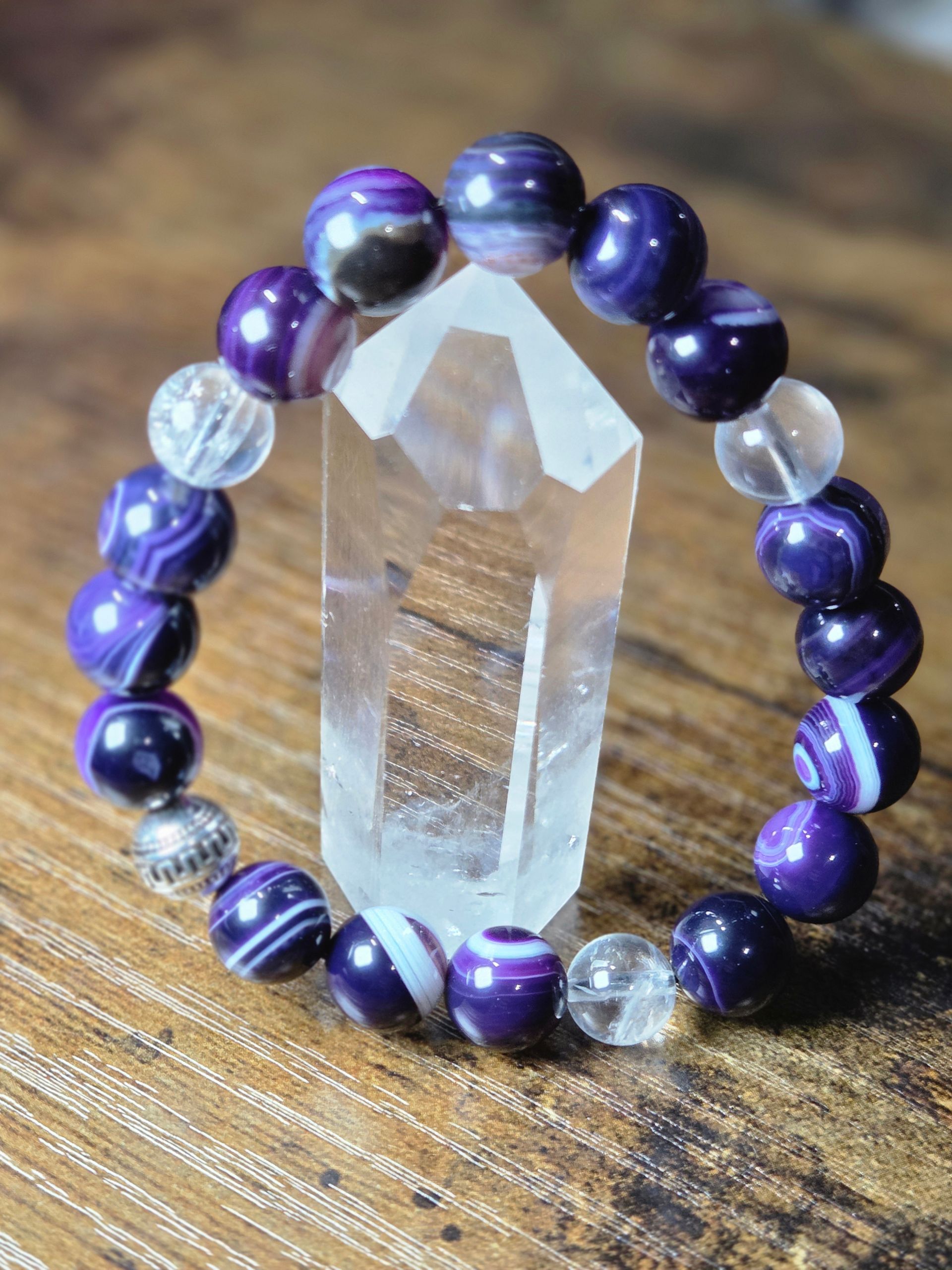 Purple Stripe Agate with Clear Quartz