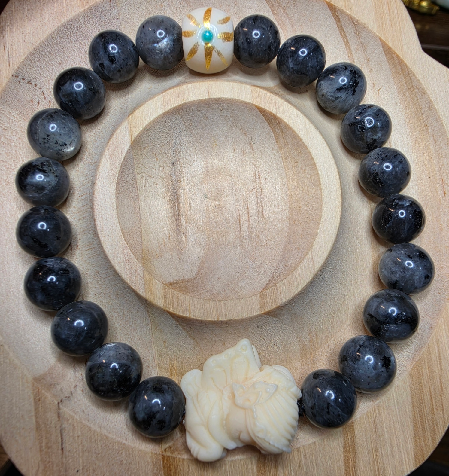 Black Moonstone with Fox Fairy