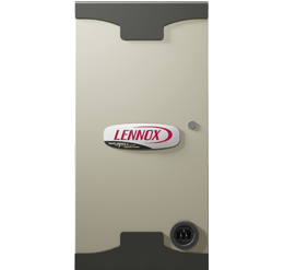 Lennox HVAC cabinet door in beige with dark gray top and bottom accents