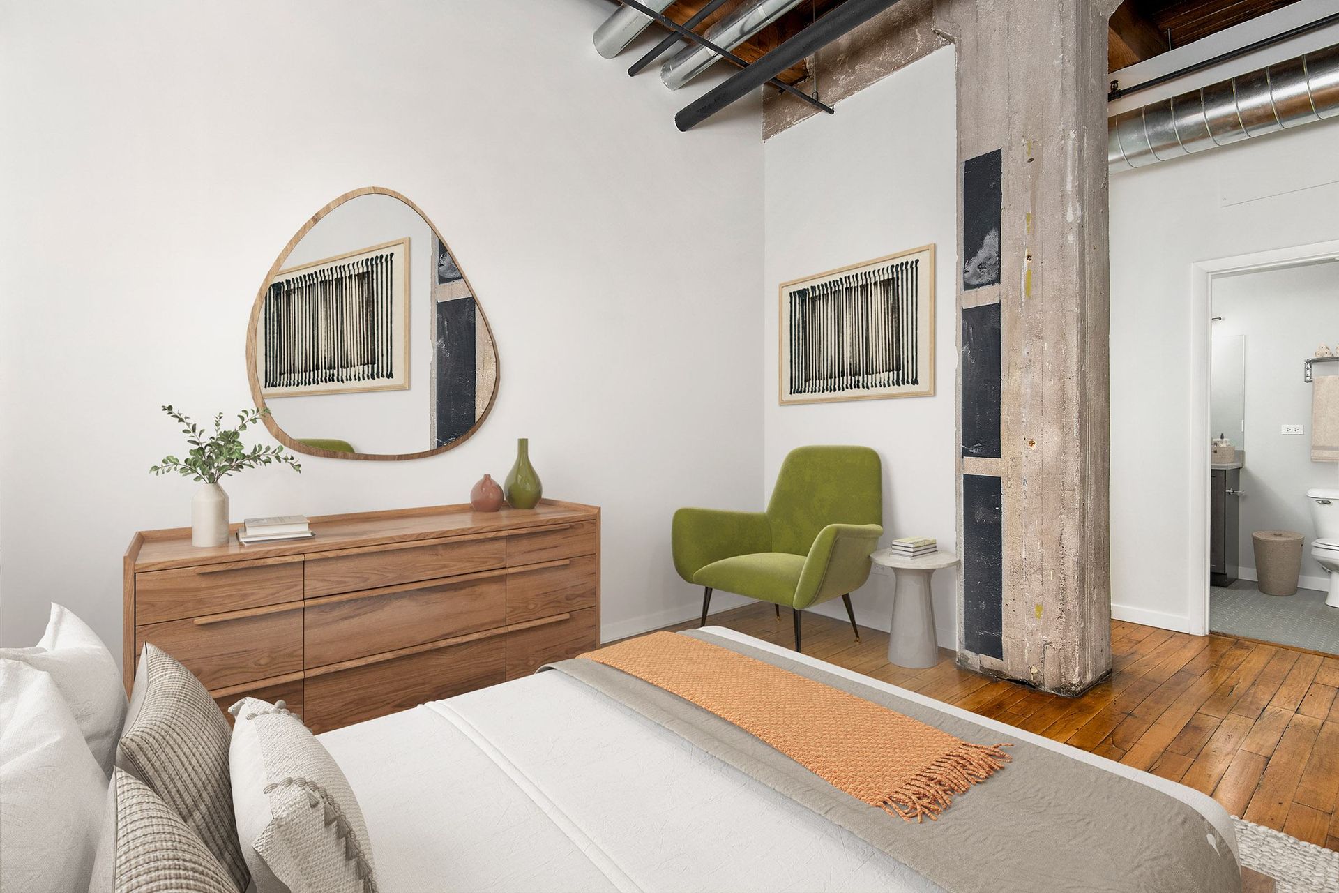 Loft Bedroom at the Lofts at Gin Alley, Chicago, IL 60607