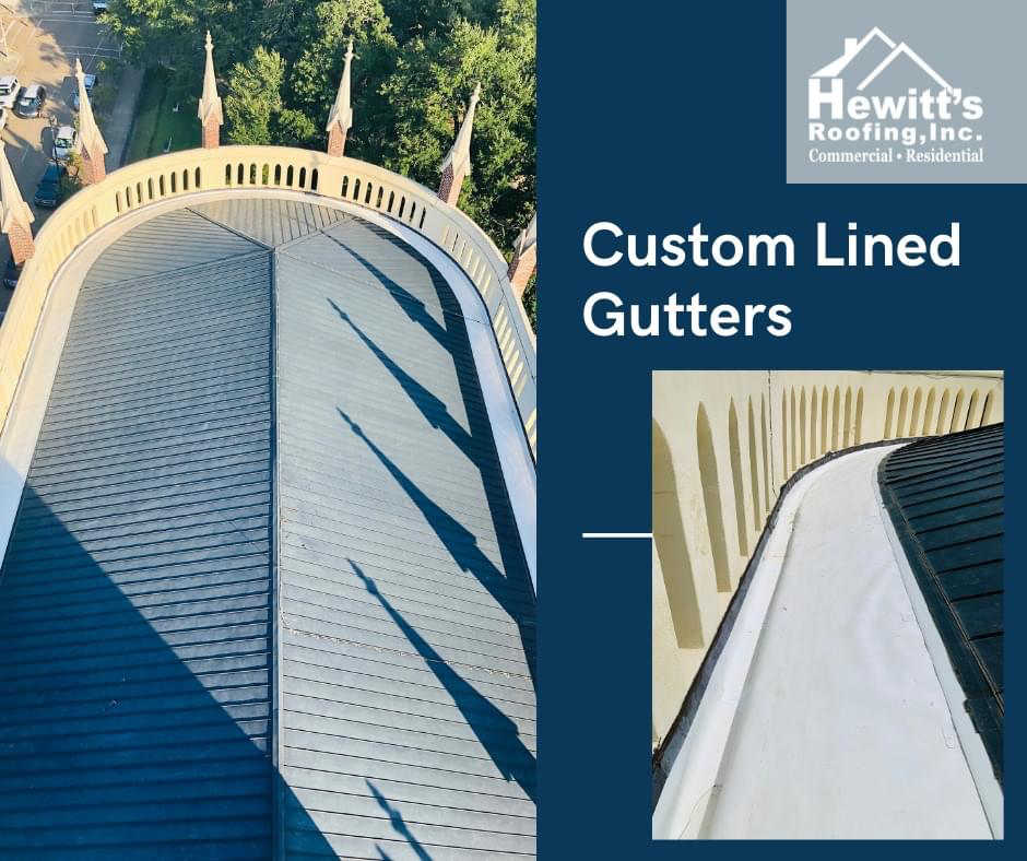 These custom Lined Gutters with 60 Mil white TPO are good looking and functional!