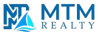 Logo for MTM Realty; blue letters, sailboat graphic.
