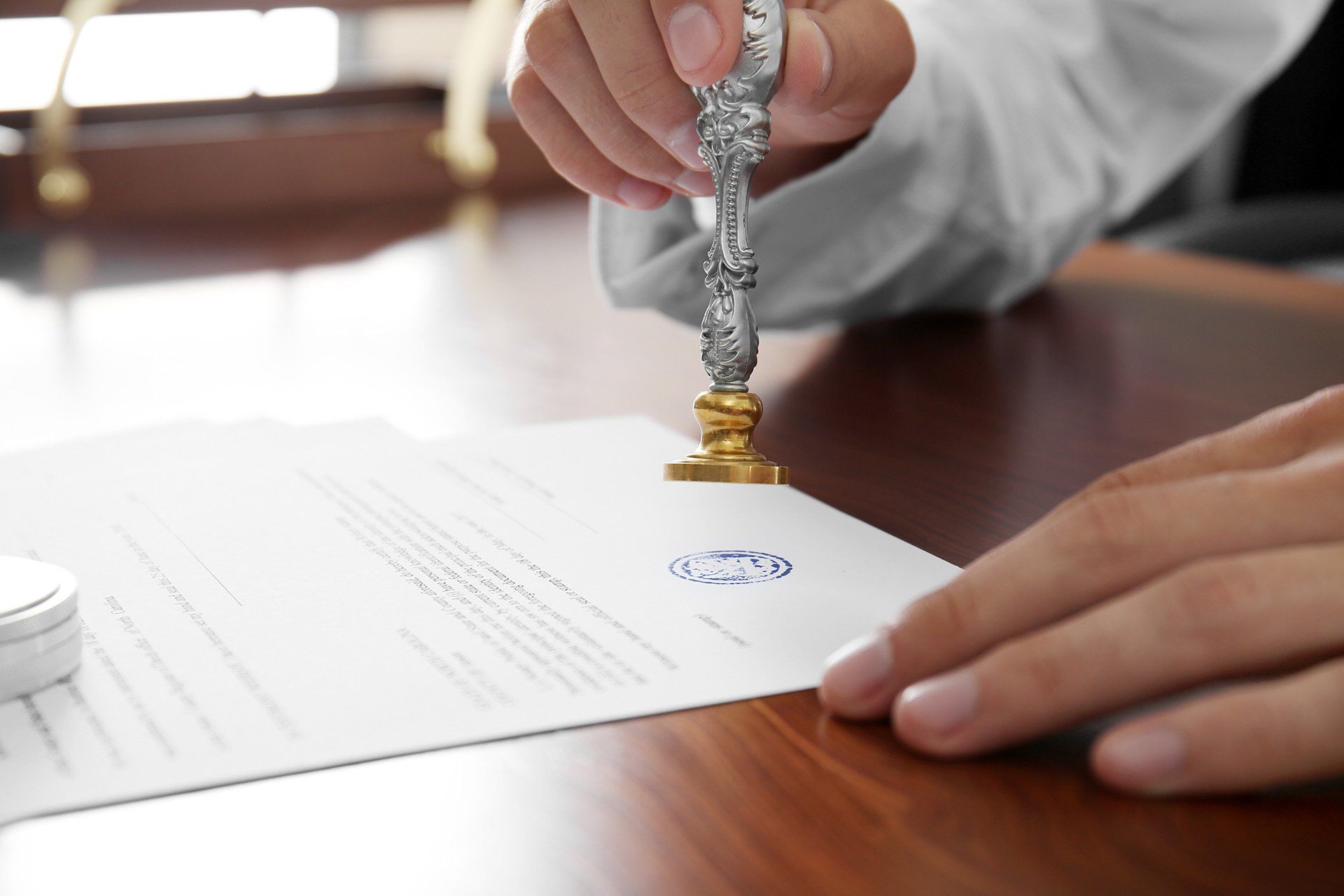 notary public office stamping document