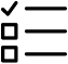 Checklist with one checked box and two empty boxes beside horizontal lines.