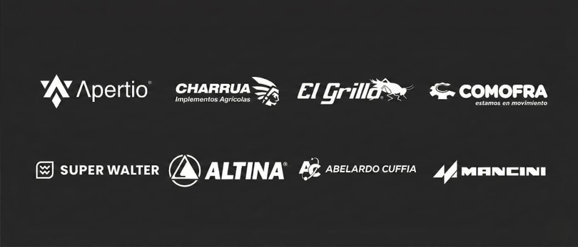 Logotipos de varias empresas mostrados en blanco sobre fondo negro.
