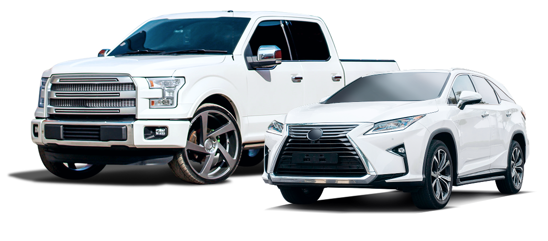 White truck and white car | CARma Auto Care