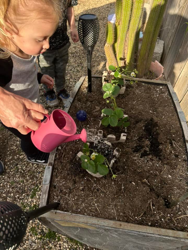 Kid Watering the Plant — Oroville, CA — Angela's Family Day Care