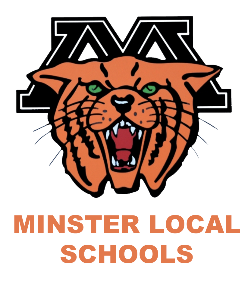 Minter Local Schools logo with a snarling orange tiger head over black M lettering on a white background