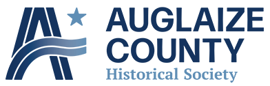 Auglaize County Historical Society logo with blue “A” emblem and star on white background