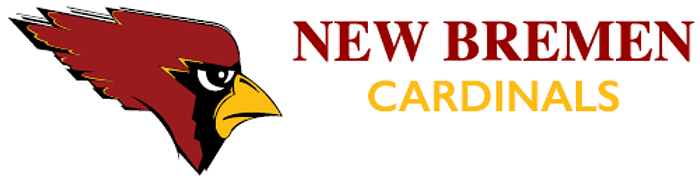 New Bremen Cardinals logo with red cardinal head and red-and-gold text on a white background