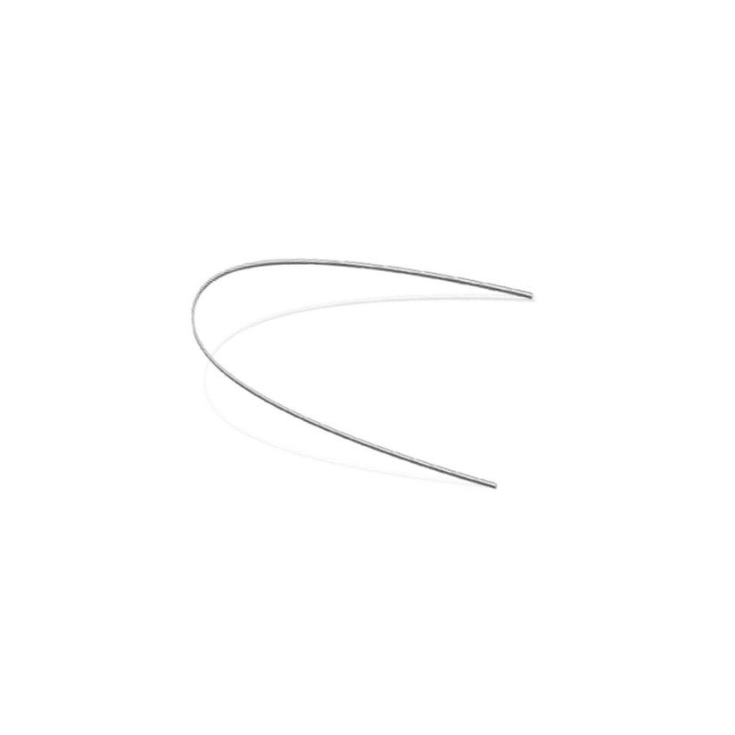 Línea curva negra minimalista sobre fondo blanco, que se asemeja a un arco ondulante o una media luna estilizada.