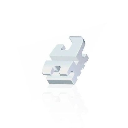 Icono abstracto de pieza de rompecabezas 3D blanco sobre un fondo claro