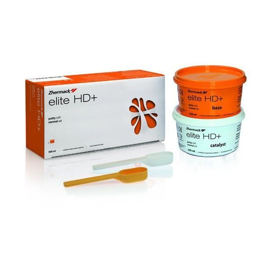 Caja de producto dental y envase con tapa naranja y aplicador sobre fondo blanco.