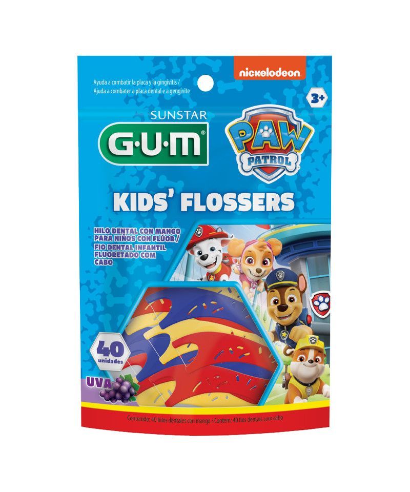Paquete de hilo dental infantil de PAW Patrol, azul con personajes y estuche colorido, 40 unidades.