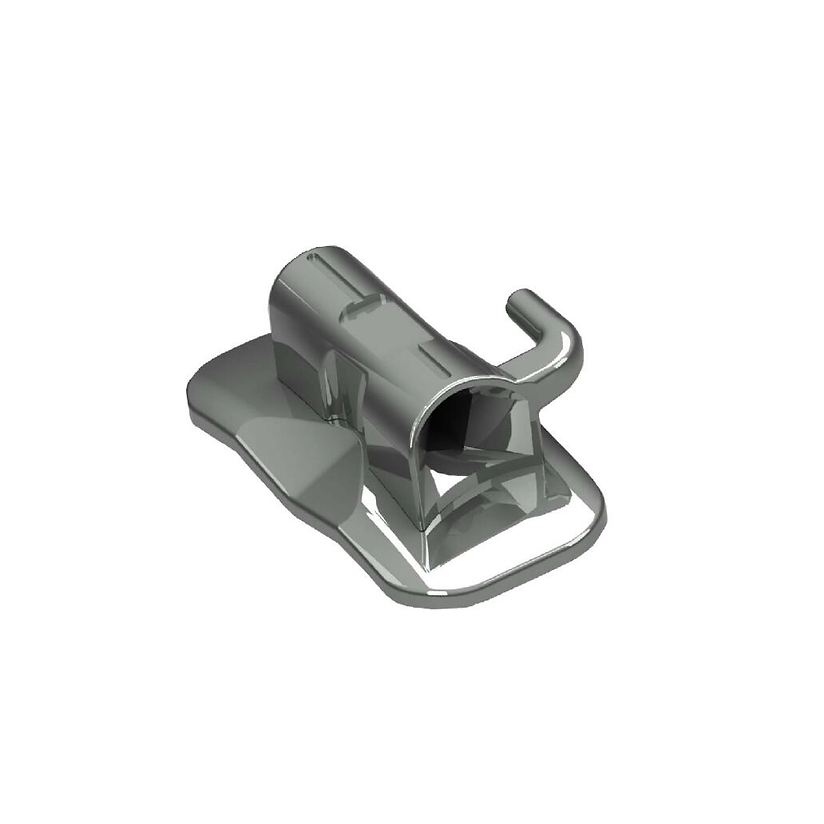 Soporte de gancho dental plateado.