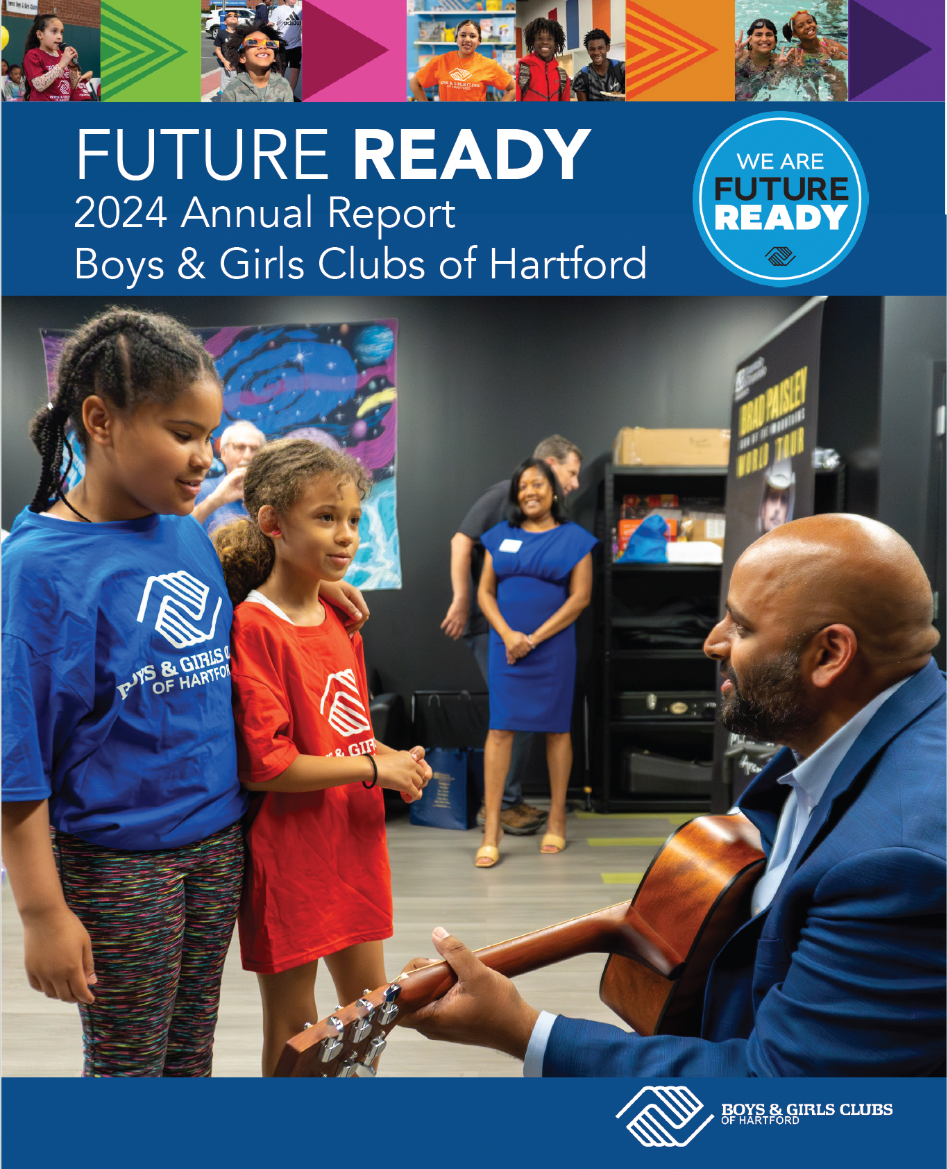 The cover of the 2024 annual report for boys and girls clubs of hartford