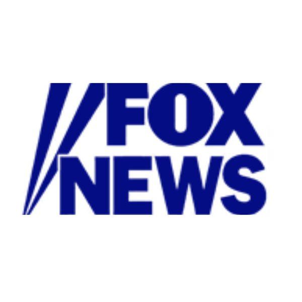 A blue fox news logo on a white background