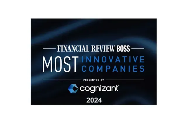 Financial Review Boss Most Innovative Companies 2024 award graphic with Cognizant logo on dark blue background