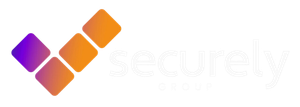 Purple, orange, and gold diamond logo with faint &ldquo;securely&rdquo; text on a white background