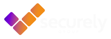 Purple, orange, and gold diamond logo with faint “securely” text on a white background