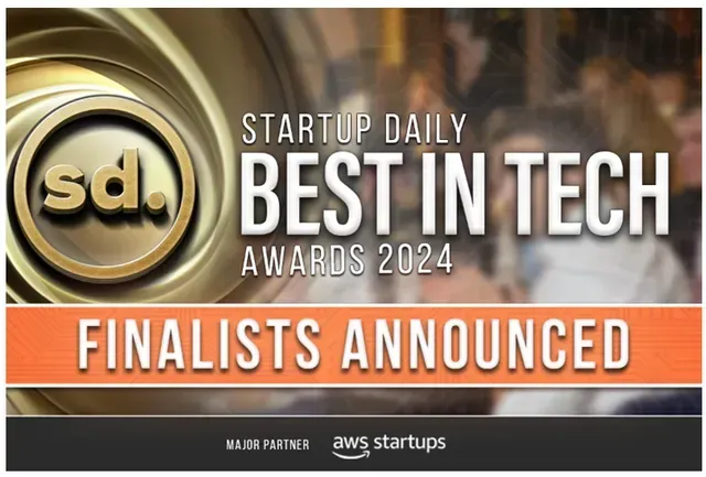 Startup Daily Best in Tech Awards 2024 finalists announced banner in gold and orange